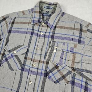 Vintage Van Heusen Winterweights Shirt Mens M Button Down Flannel Wool Blend